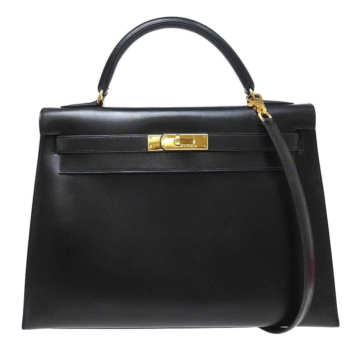 Hermes Kelly Black Box Calf with Gold Hardware 32
