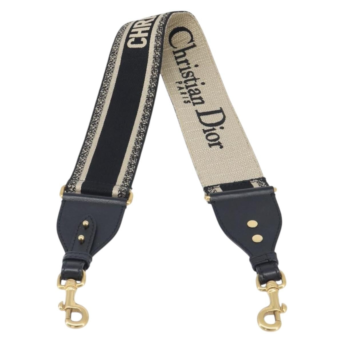 Christian Dior Logo Shoulder Strap Embroidered Canvas Thin