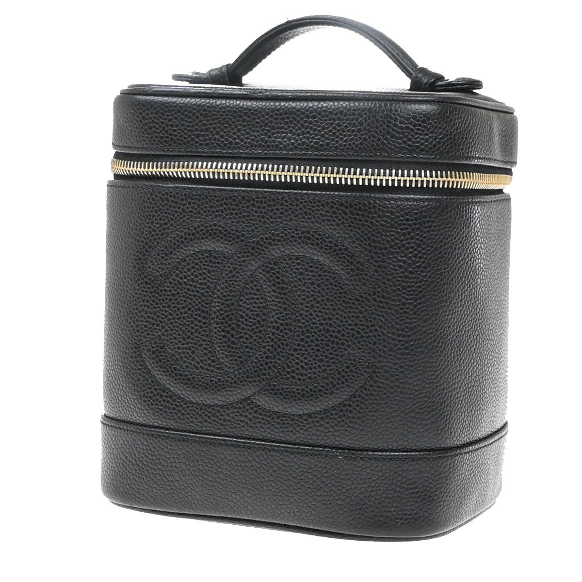 Chanel Vintage Timeless Cosmetic Case Caviar Tall