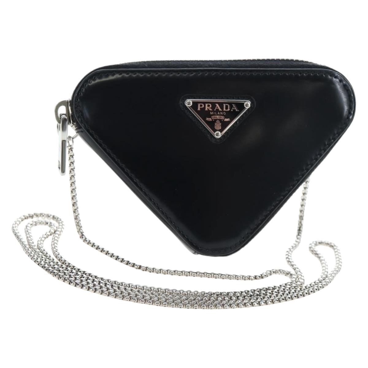 Prada Triangle Logo Zip Embossed Leather Mini