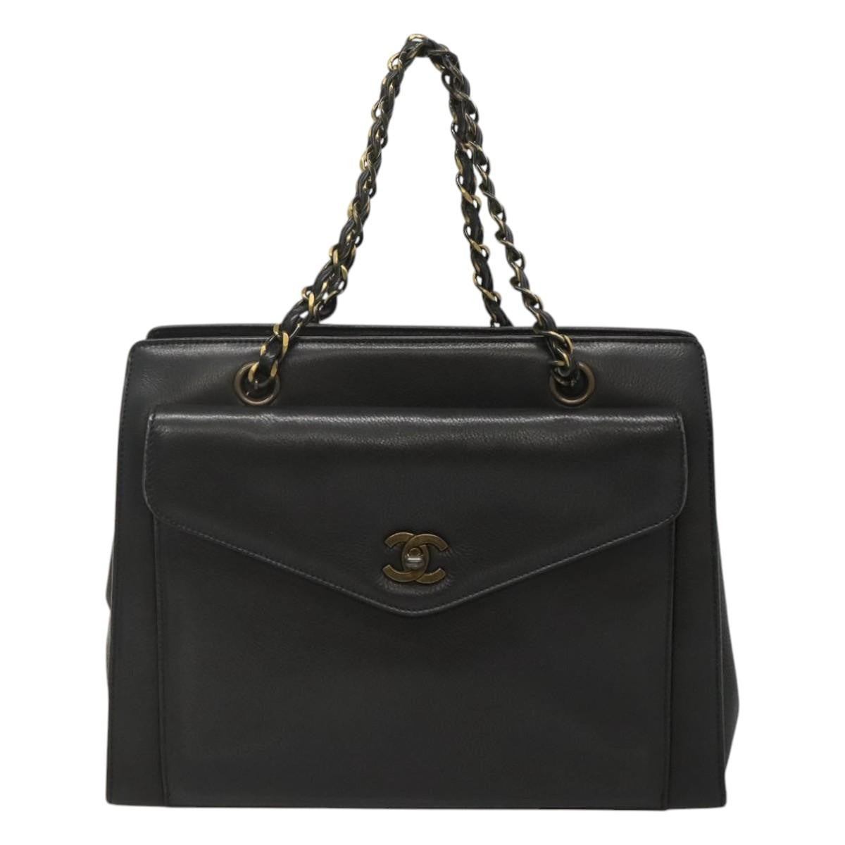 Chanel Vintage Front Pocket Chain Tote Leather Product Image