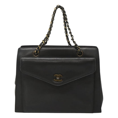 Chanel Vintage Front Pocket Chain Tote Leather Product Image