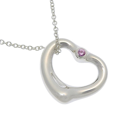 Tiffany & Co. Elsa Peretti Open Heart Pendant Sterling Silver with Pink Sapphire 16mm