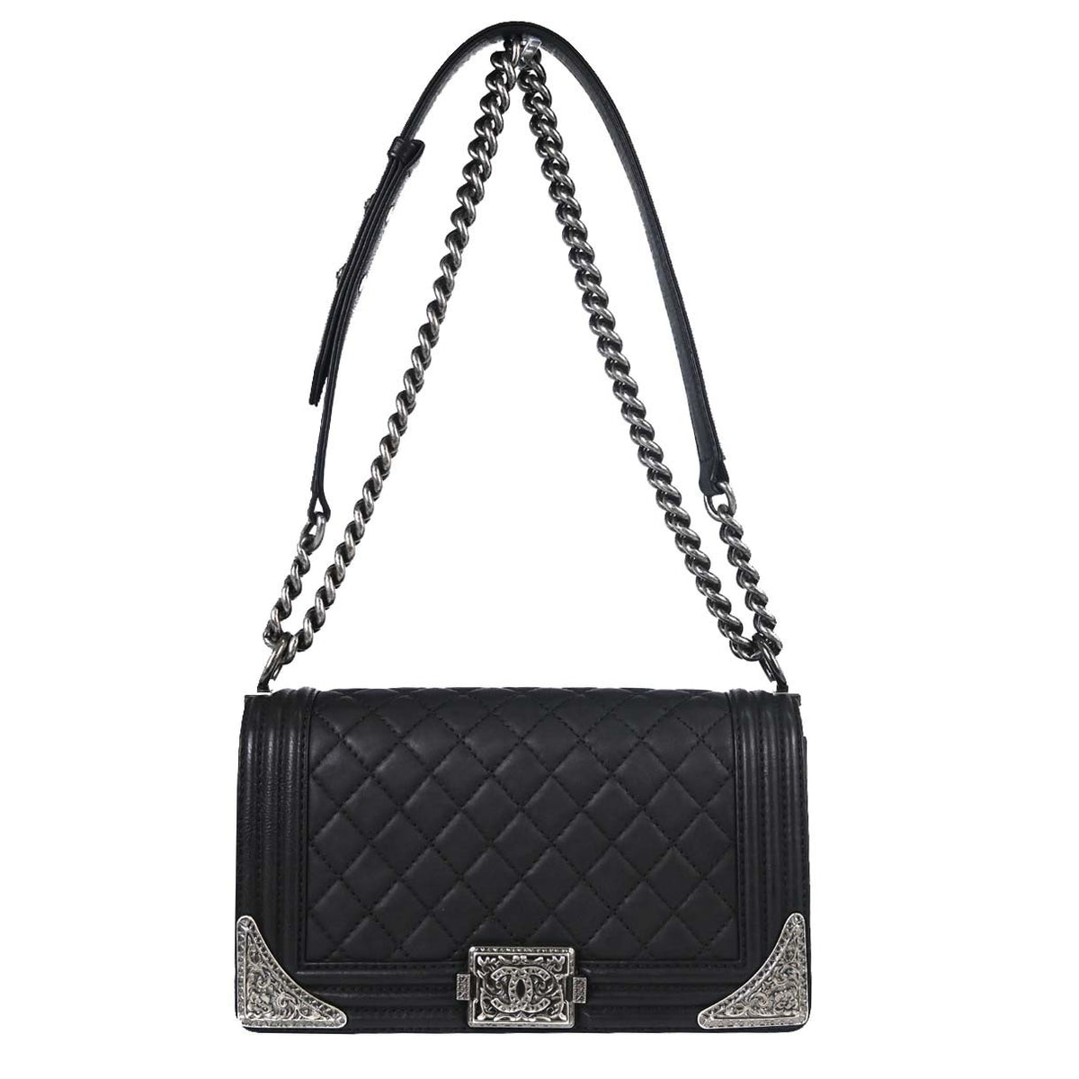 Chanel Paris-Dallas Compartment Boy Flap Quilted Calfskin with Metal Adornments New Medium