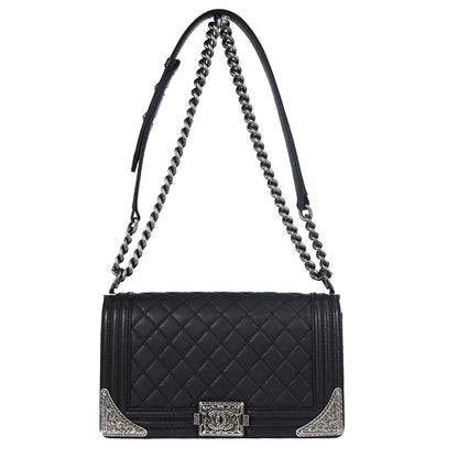 Chanel Paris-Dallas Compartment Boy Flap Quilted Calfskin with Metal Adornments New Medium