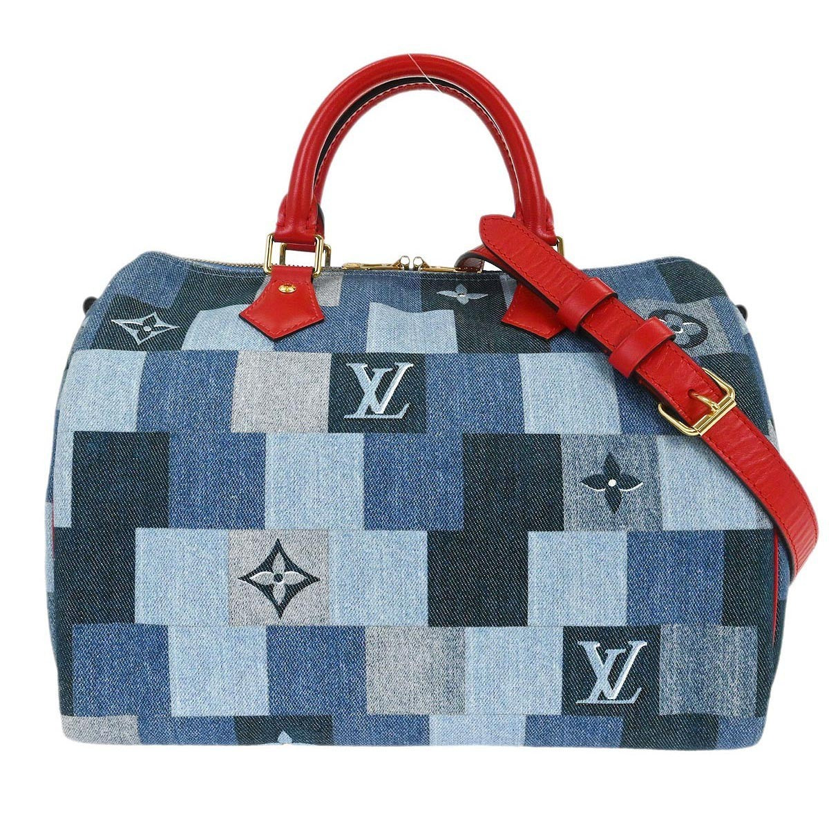 Louis Vuitton Speedy Bandouliere Bag Damier and Monogram Patchwork Denim 30