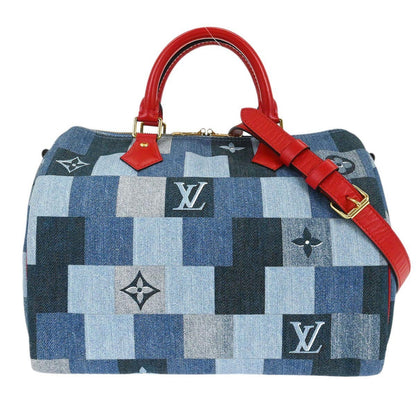 Louis Vuitton Speedy Bandouliere Bag Damier and Monogram Patchwork Denim 30