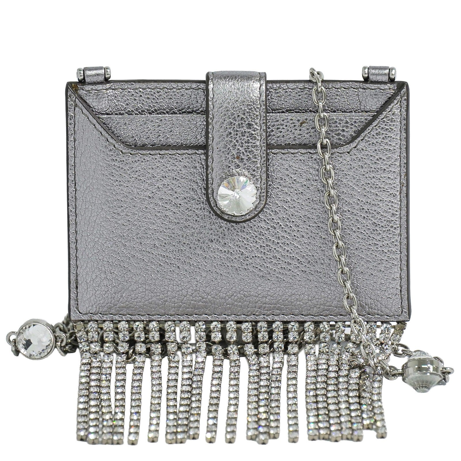 Miu Miu Madras Card Holder with crystal fringe leather Product Image