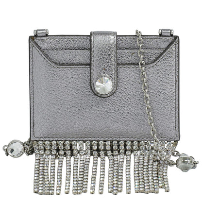 Miu Miu Madras Card Holder with crystal fringe leather Product Image