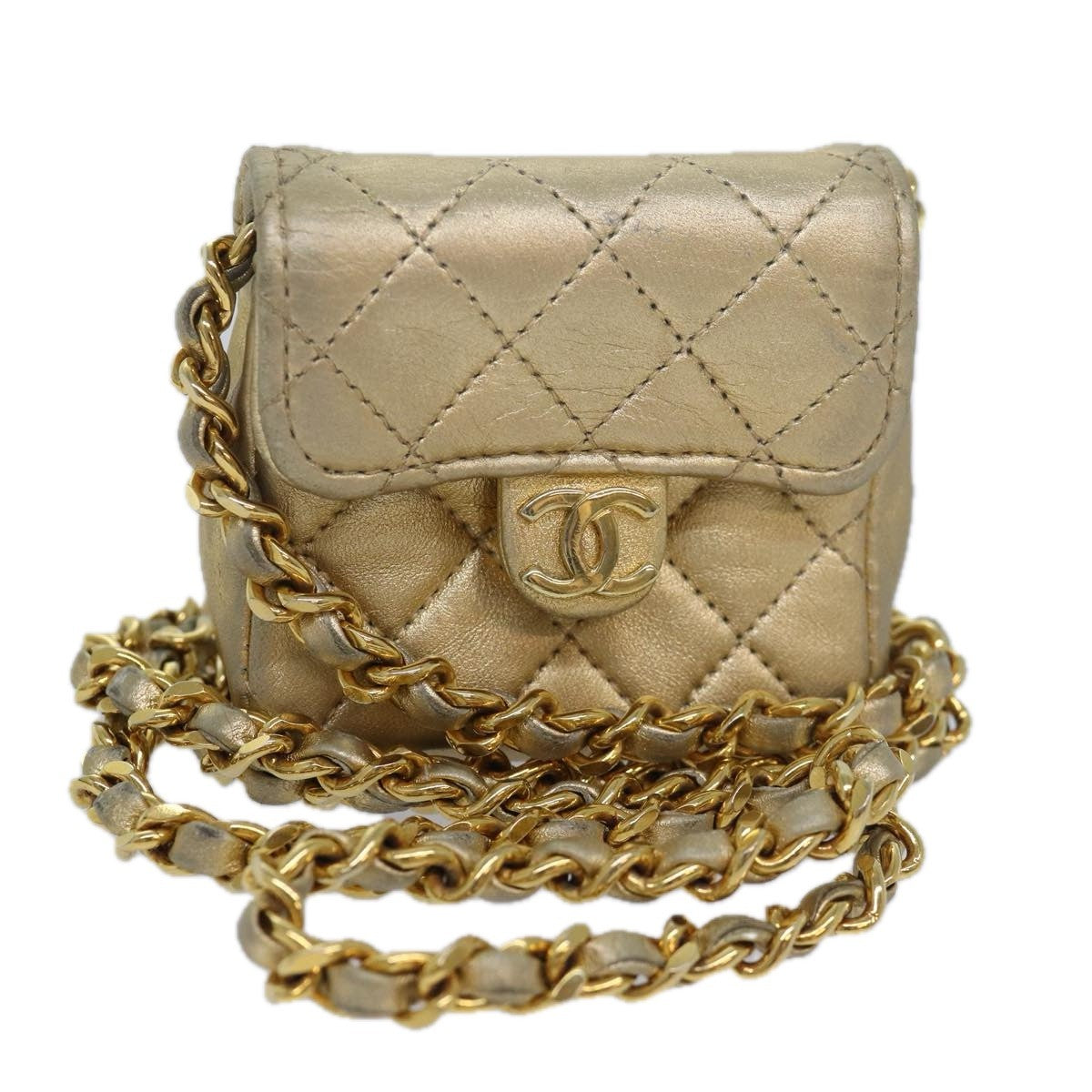 Chanel Vintage Square CC Flap Bag Quilted Leather Micro