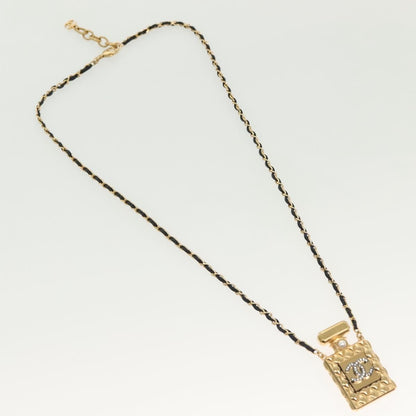 Chanel CC Perfume Bottle Pendant Chain Long Metal with Leather, Crystals and Faux Pearl Product Image