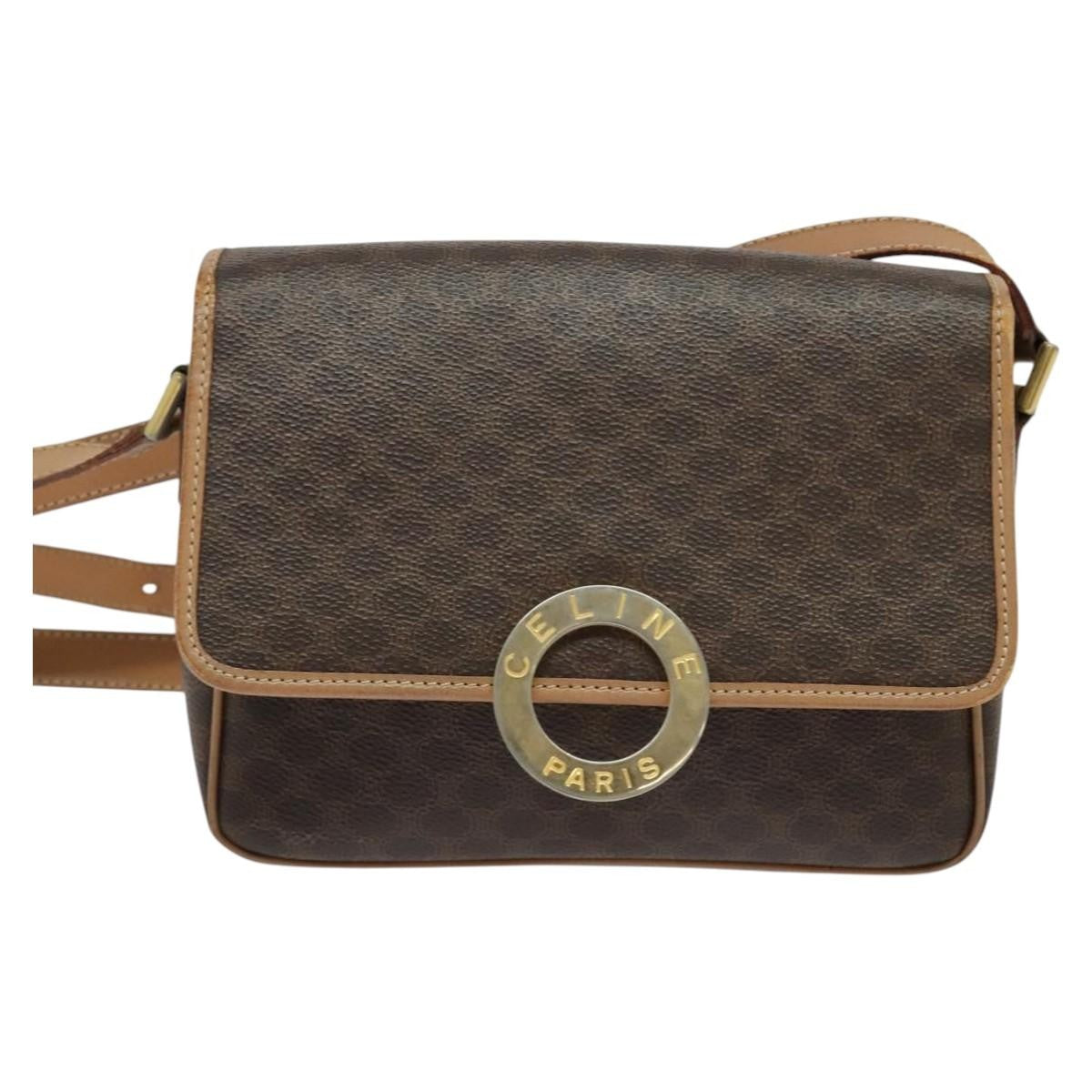 Celine Vintage Macadam Circle Logo Canvas and Leather Product Image