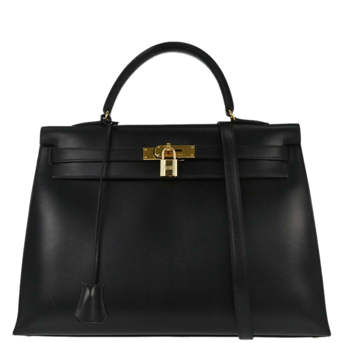 Hermes Kelly Black Box Calf with Gold Hardware 35