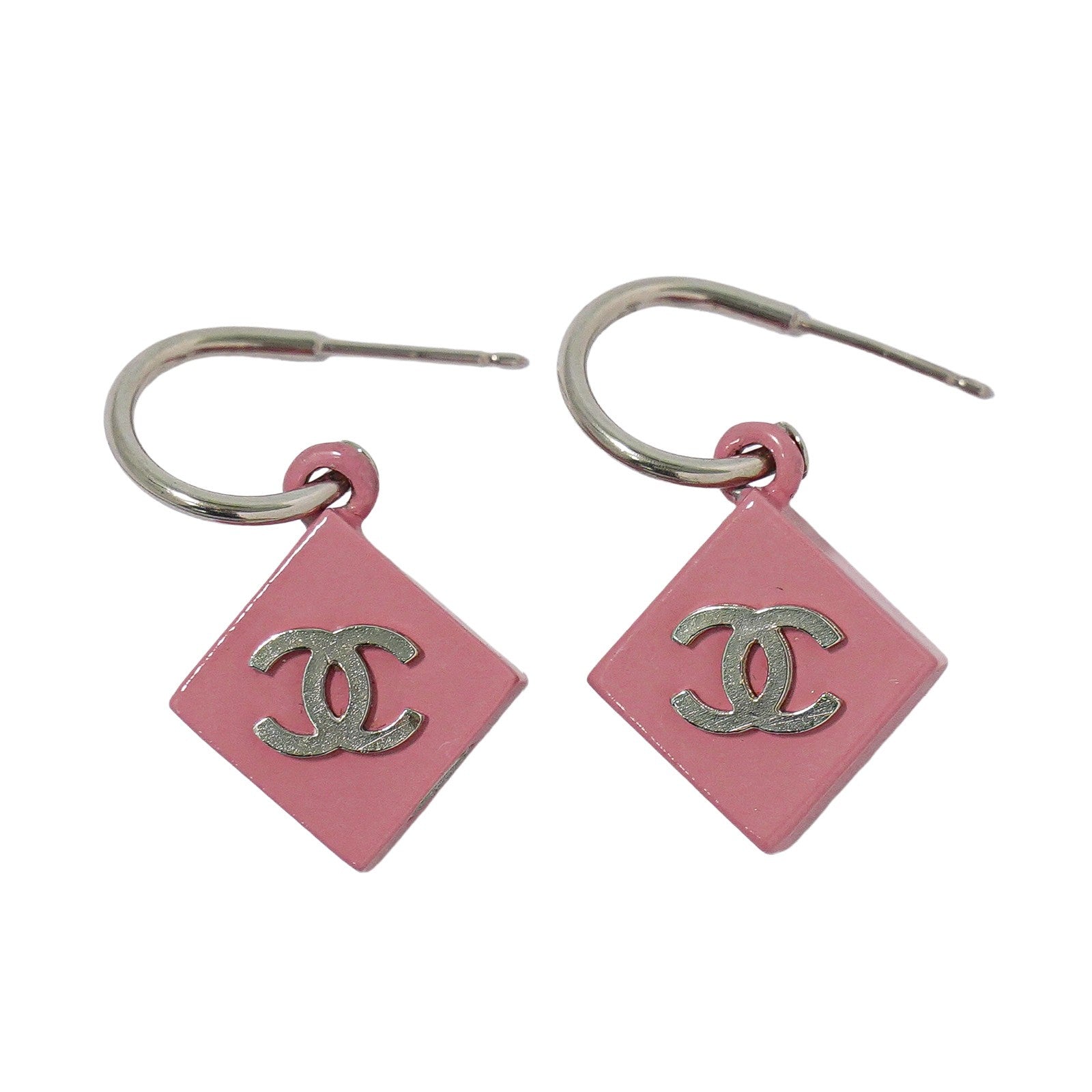 Chanel Vintage CC Square Drop Metal with Enamel and Lace Product Image