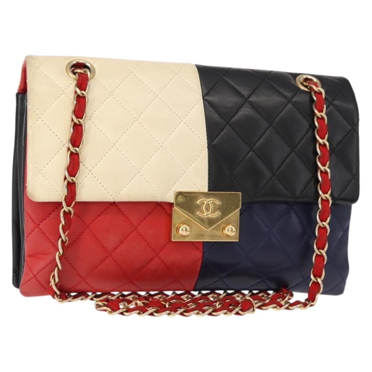 Chanel CC Clasp Chain Flap Bag Multicolor Quilted Lambskin Medium