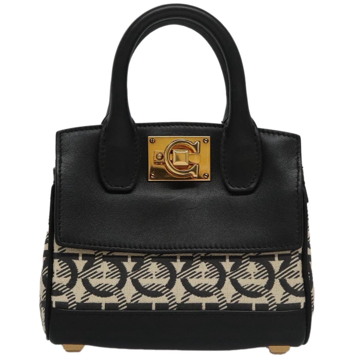 Salvatore Ferragamo Studio Satchel Gancini Jacquard and Leather Small