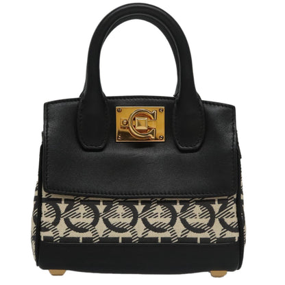 Salvatore Ferragamo Studio Satchel Gancini Jacquard and Leather Small