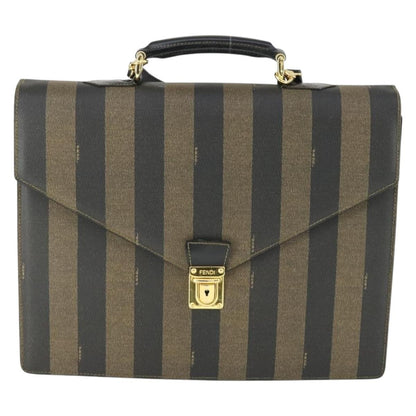 Fendi Vintage Pequin Briefcase Bag Coated Canvas Large