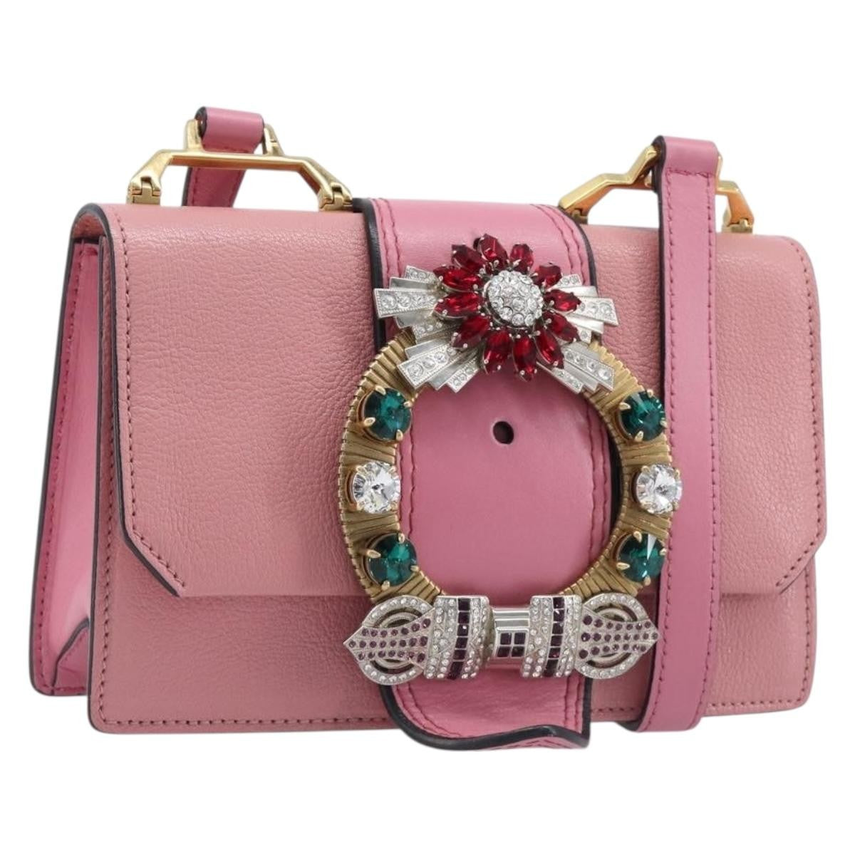 Miu Miu Madras Crystal Flap Leather Small