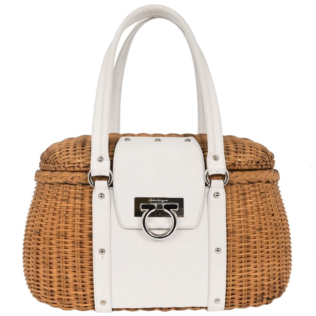 Salvatore Ferragamo Basket Gancini Leather and Wicker Product Image