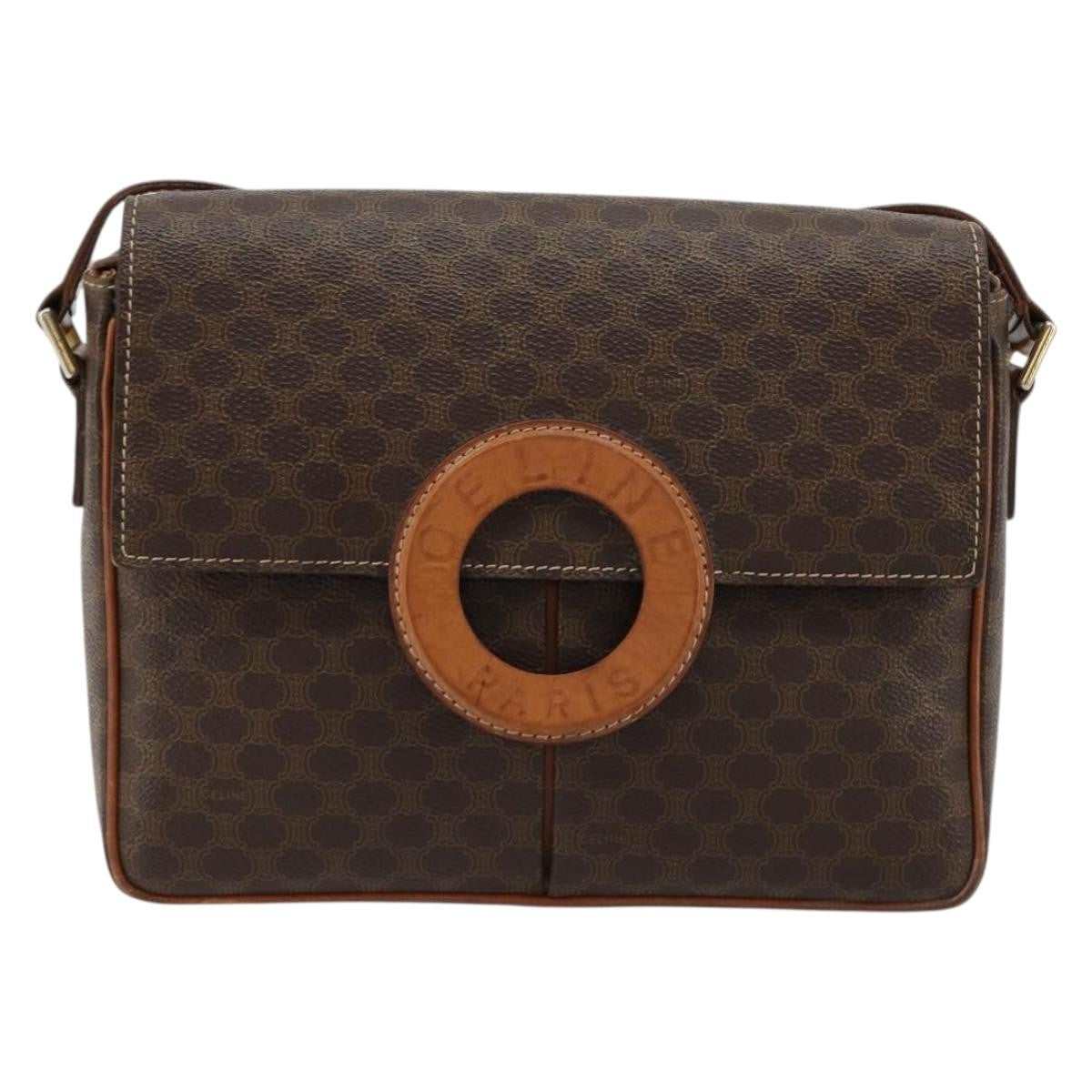 Celine Vintage Macadam Circle Logo Shoulder Bag Canvas and Leather Product Image