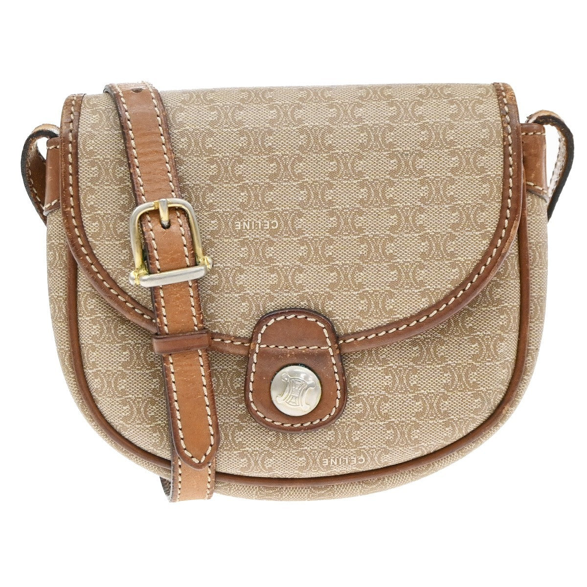 Celine Besace Flap Triomphe Coated Canvas Mini
