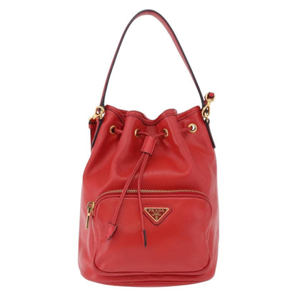 Prada Drawstring Pocket Bucket Soft Calf Small