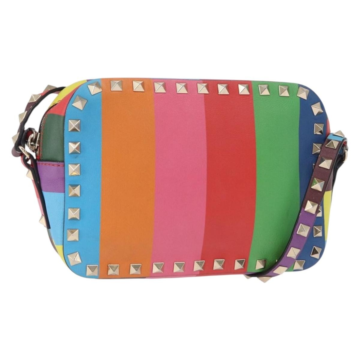 Valentino Garavani Rockstud 1973 Camera Crossbody Bag Striped Leather Product Image
