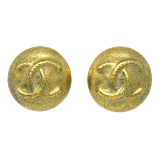 Chanel Vintage CC Round Clip-On Earrings Metal Small
