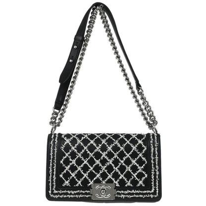 Chanel Boy Flap Sequin Quilted Calfskin Old Medium