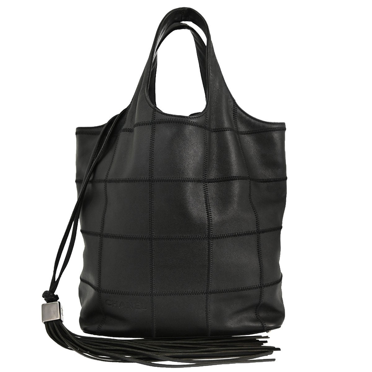 Chanel Square Stitch Tassel Hobo Quilted Leather Small
