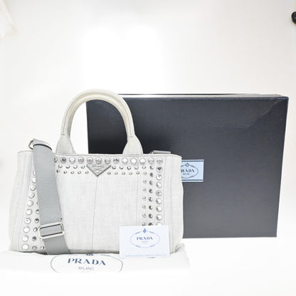 Prada Canapa Convertible Rhinestone Embellished Canvas Medium