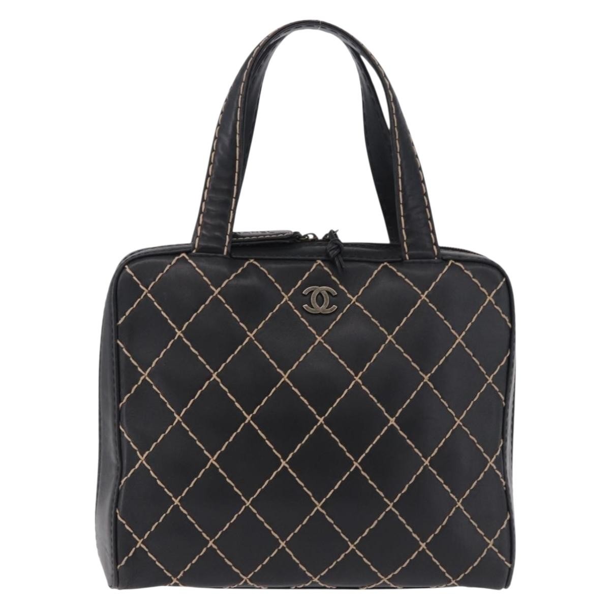 Chanel Surpique Zip Around Satchel Quilted Leather Large