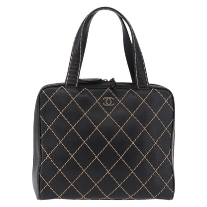 Chanel Surpique Zip Around Satchel Quilted Leather Large