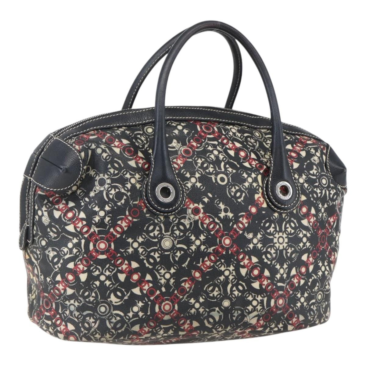 Chanel Optic Coco Bowler Bag Printed Coated Canvas with Caviar Medium