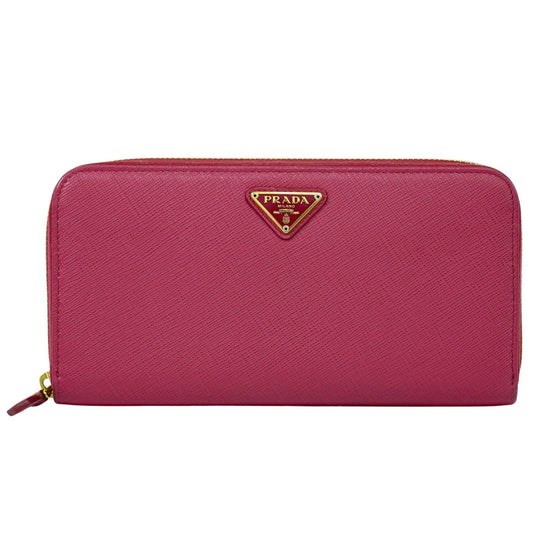 Prada Zip Around Tab Wallet Saffiano Leather Long