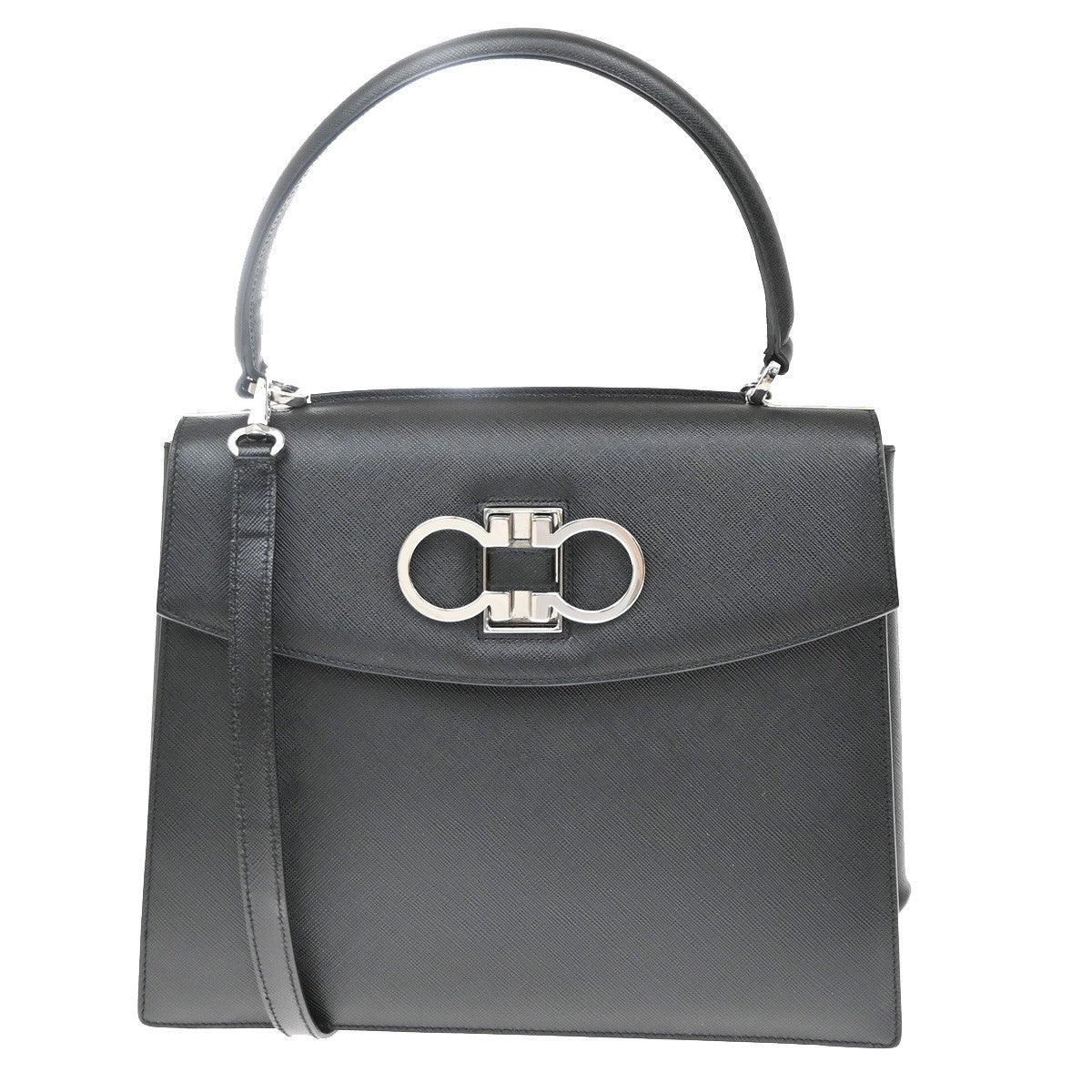 Salvatore Ferragamo Double Gancini Top Handle Saffiano Leather Small