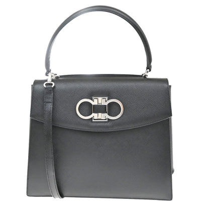 Salvatore Ferragamo Double Gancini Top Handle Saffiano Leather Small
