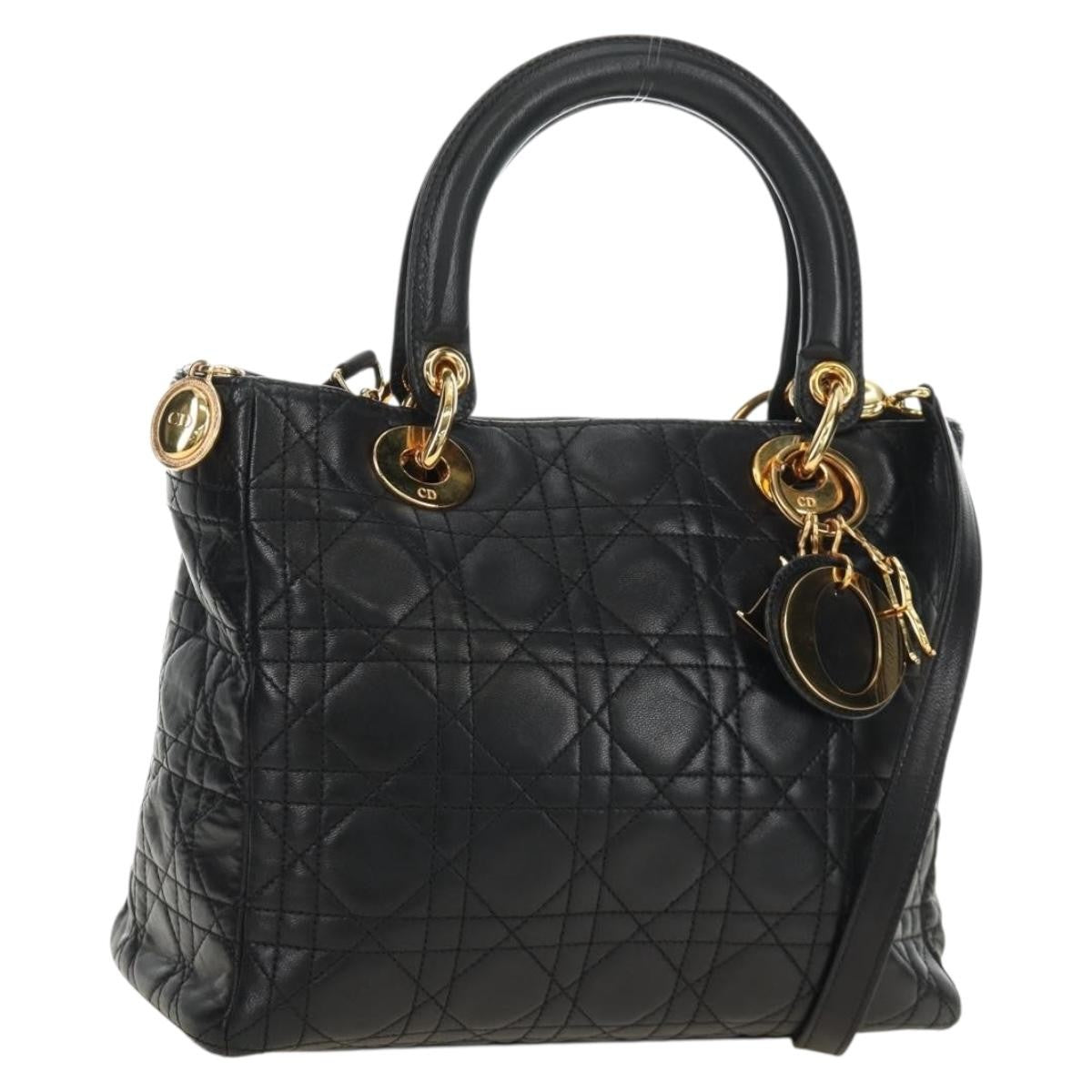 Christian Dior Vintage Lady Dior Bag Leather Medium