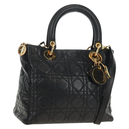 Christian Dior Vintage Lady Dior Bag Leather Medium