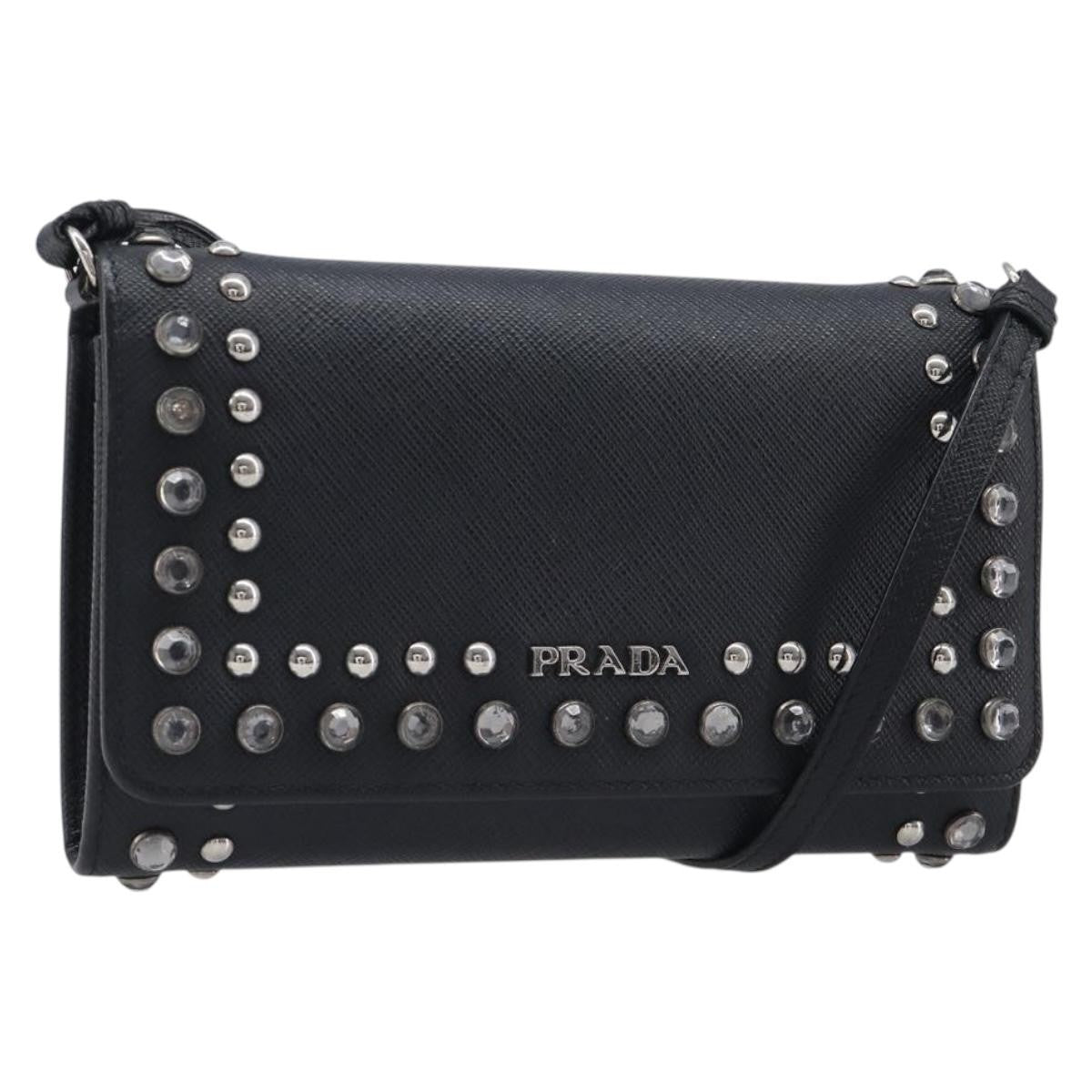 Prada Flap Studded Saffiano Leather Small