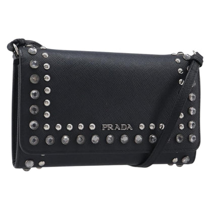 Prada Flap Studded Saffiano Leather Small