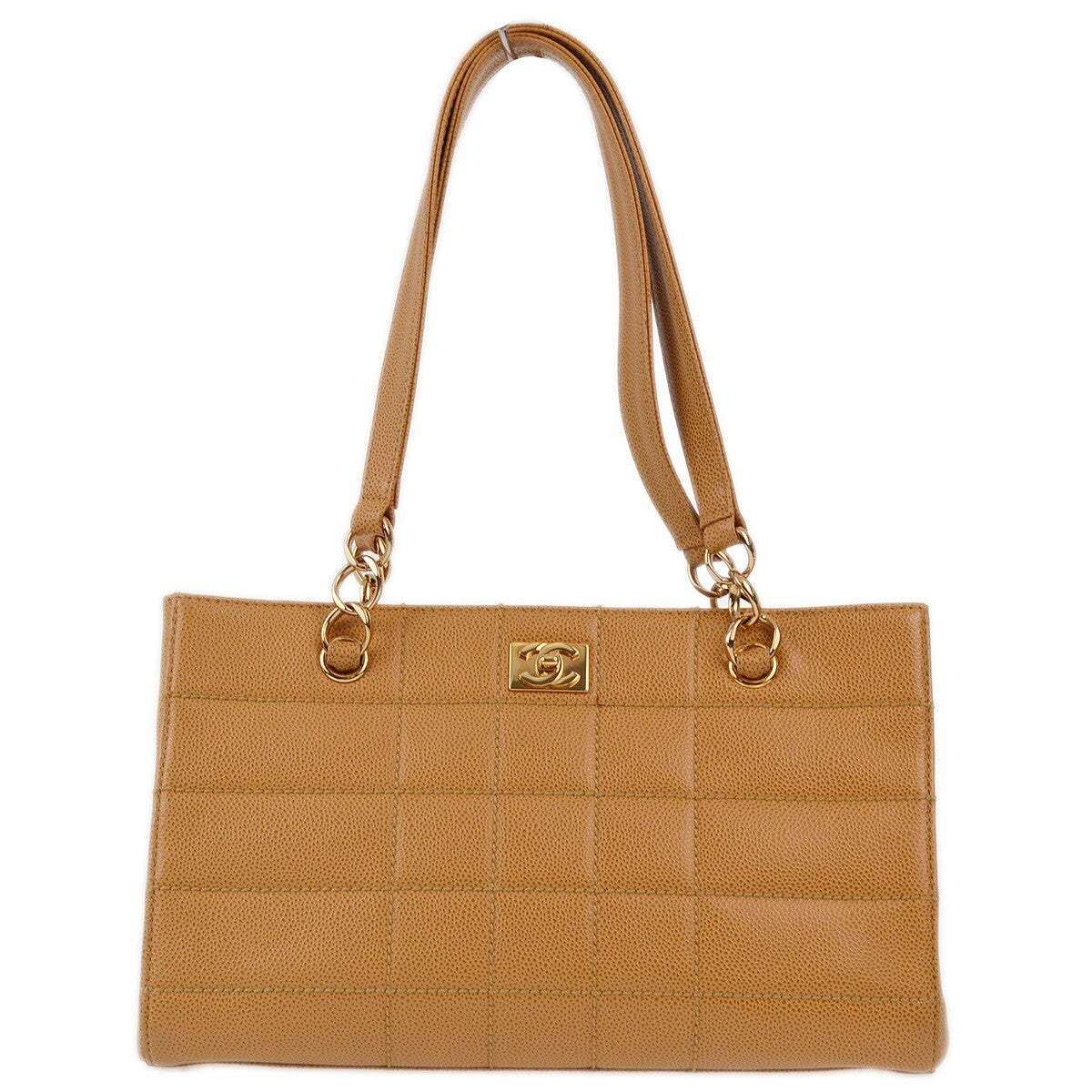 Chanel Vintage Chocolate Bar Zip Around Tote Quilted Calfskin Small