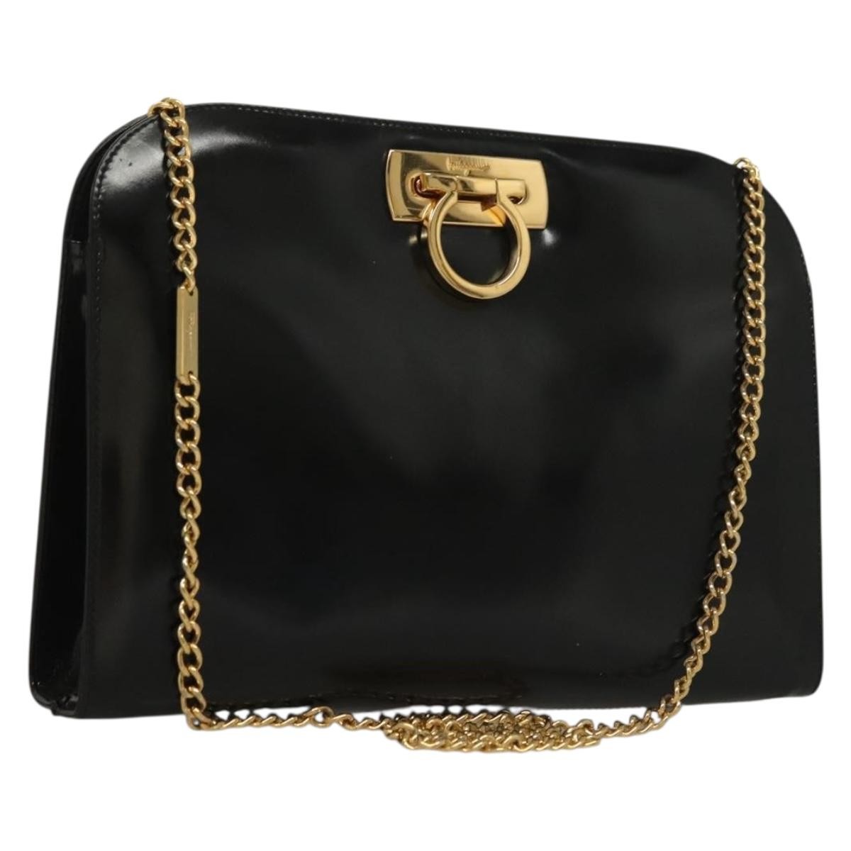 Salvatore Ferragamo Vintage Gancini Chain Shoulder Bag Patent Leather Product Image