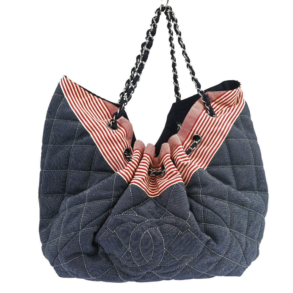 Chanel Stretch Spirit Cabas Quilted Denim Large