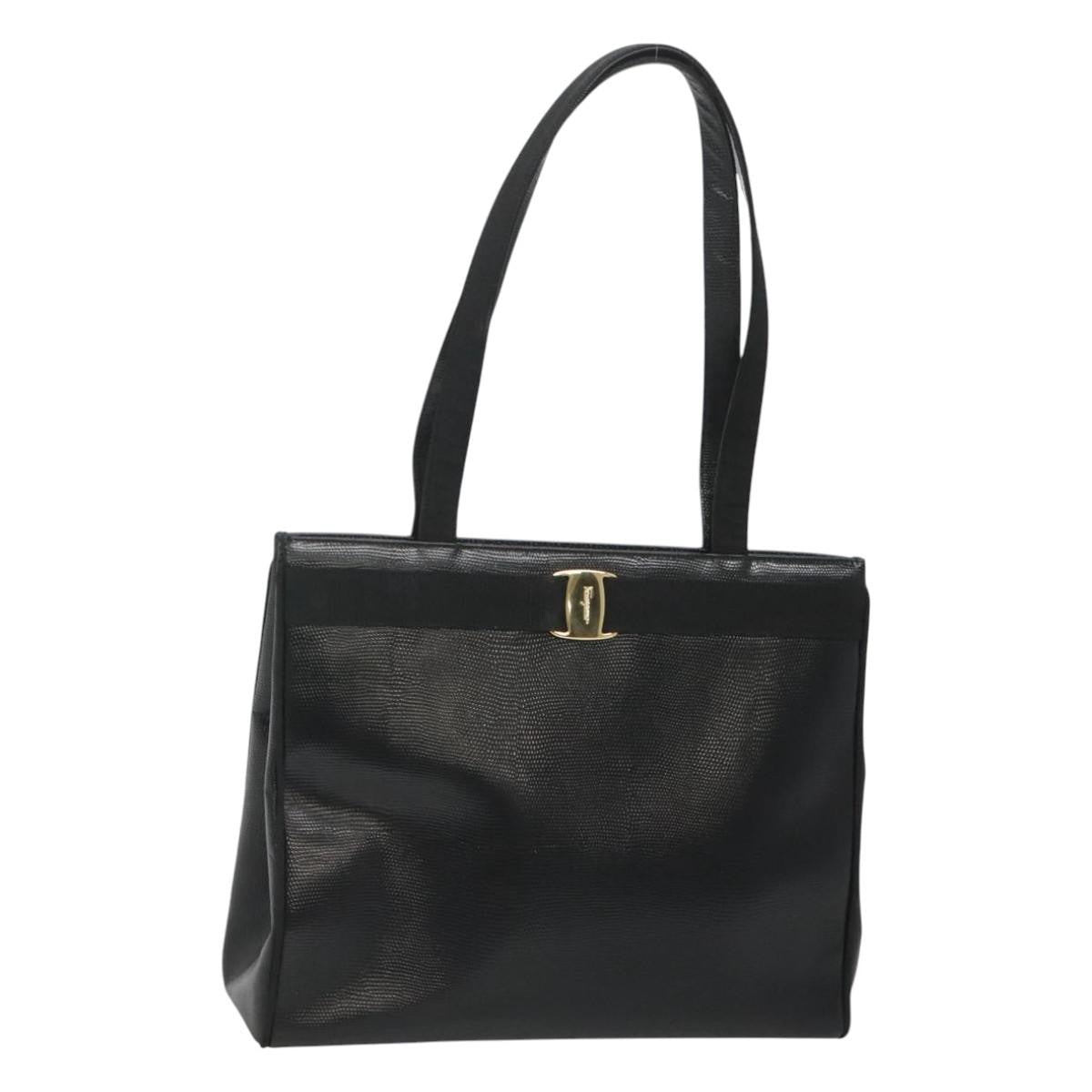 Salvatore Ferragamo Vintage Vara Bow Tote Lizard Embossed Leather Medium