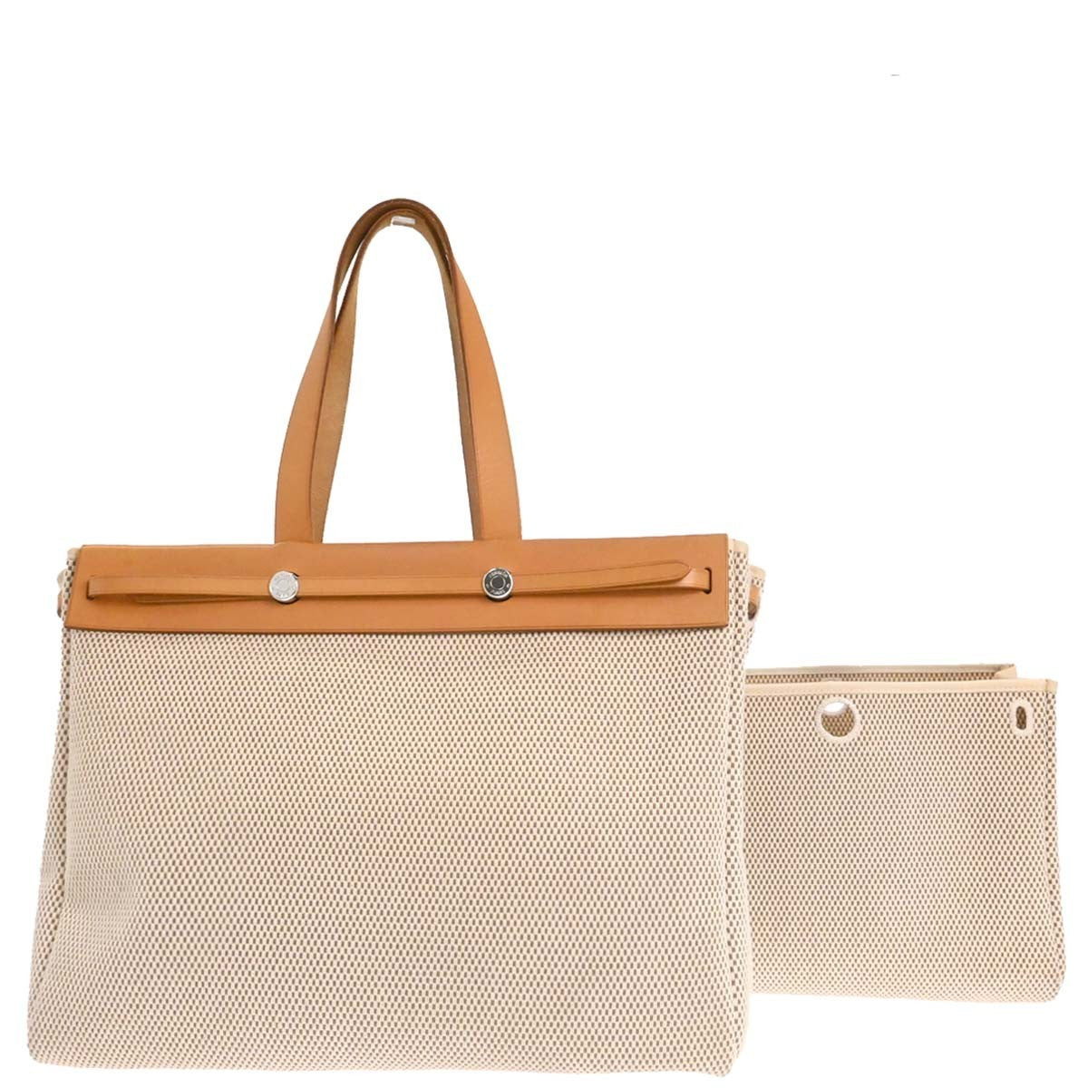 Hermes Herbag Cabas Toile and Leather GM