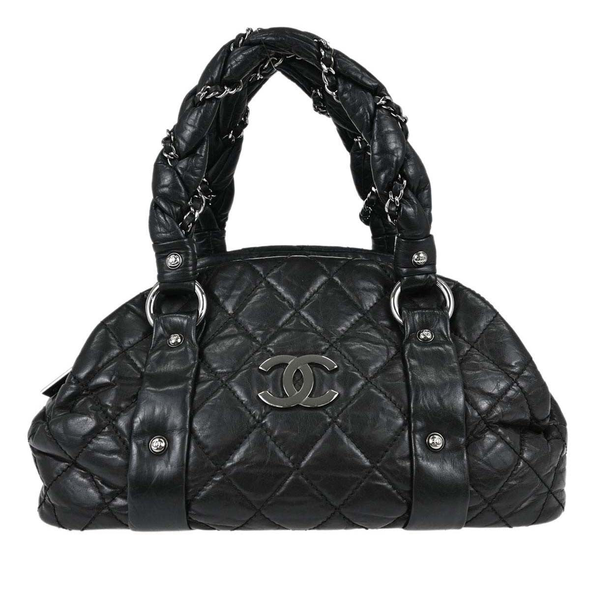 Chanel Lady Braid Bowler Quilted Distressed Calfskin Large