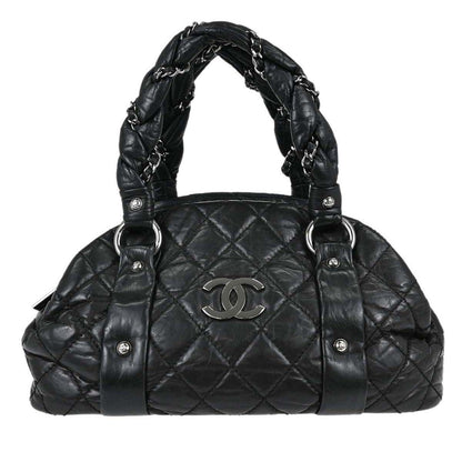 Chanel Lady Braid Bowler Quilted Distressed Calfskin Large