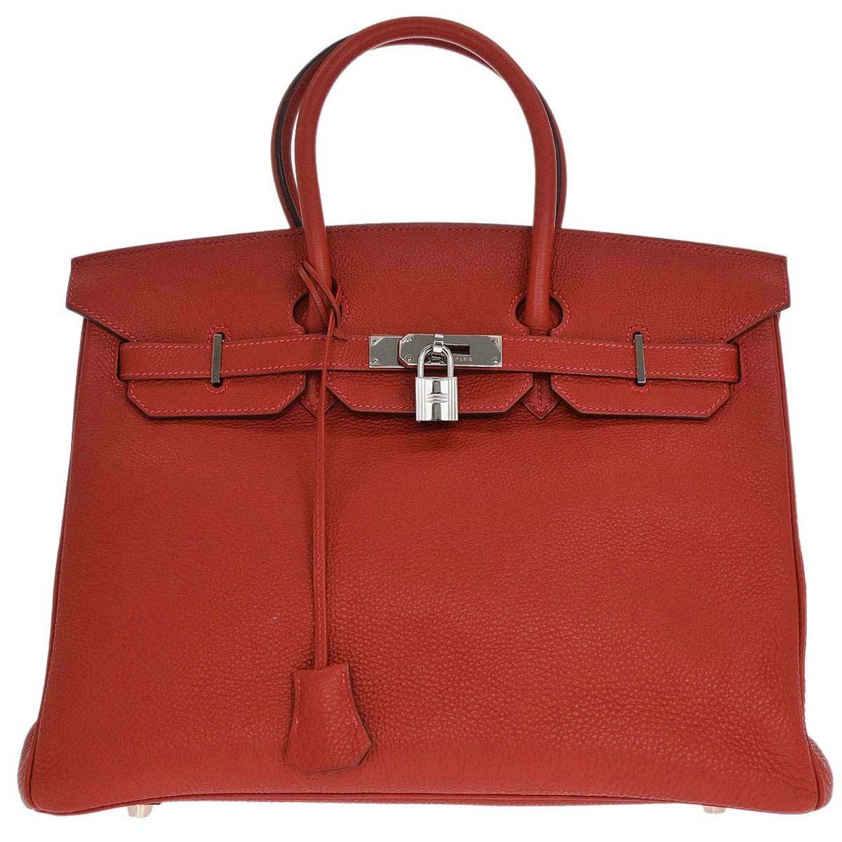 Hermes Birkin Handbag Red Togo with Palladium Hardware 35